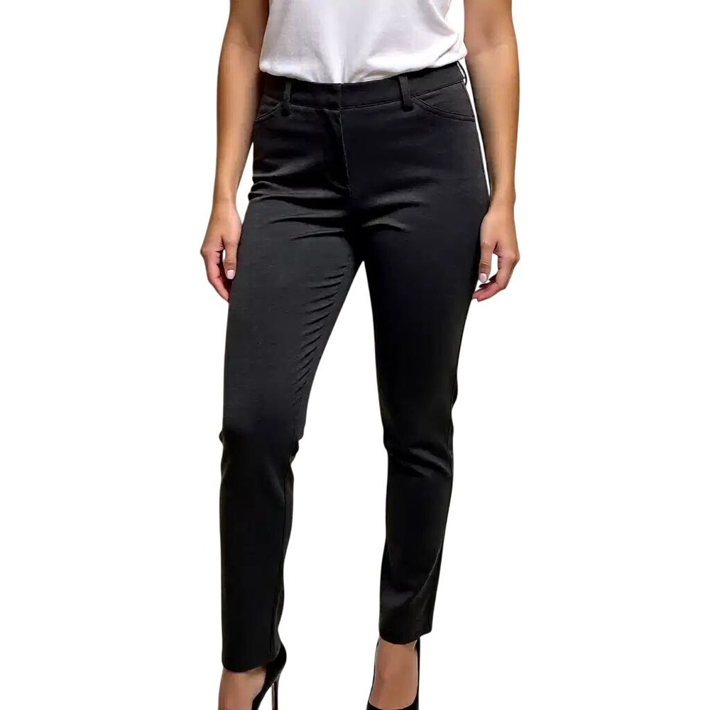Calvin Klein Women's Black Gray Herringbone Straight Leg Dress Pants Size 10
